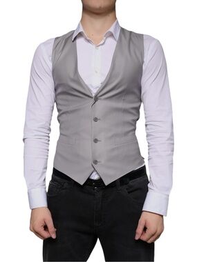 Dolce & Gabanna Gray Tailored Vest with V-Neck